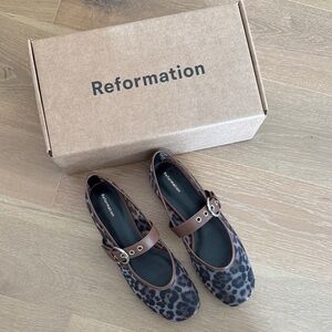 NWT Reformation Bethany Leopard Mesh Ballet Flat